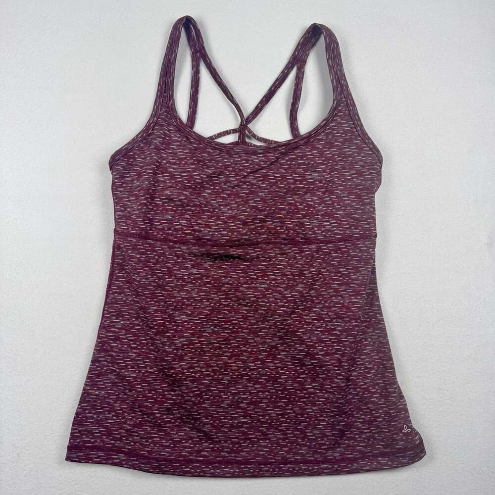 Prana Tank Top Maroon Criss Cross Straps Activewear L
